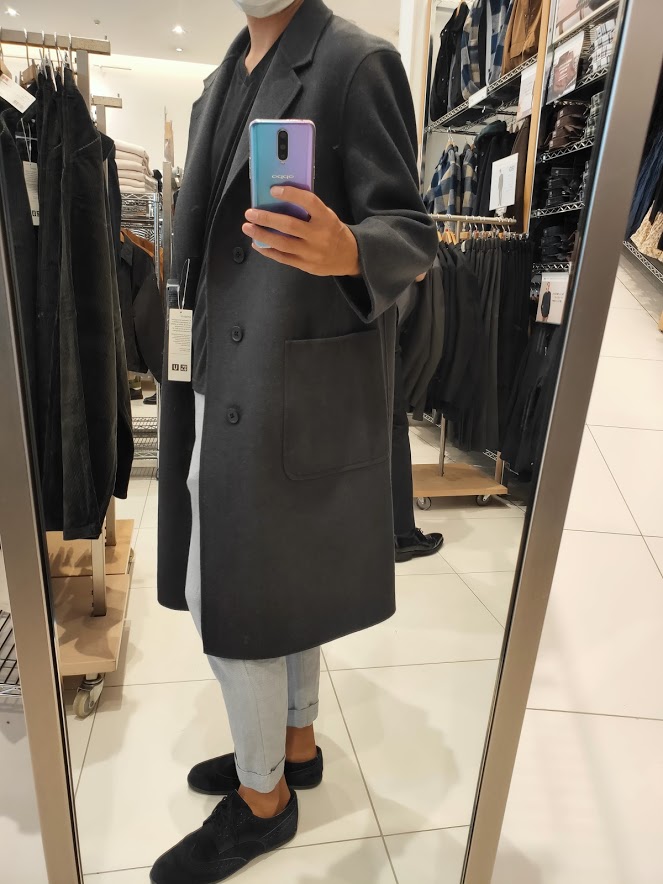 XXL UNIQLO U ダブルフェイスオーバーコート DARK GRAY