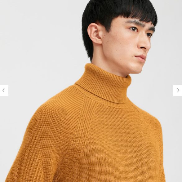 2020秋冬リブタートルネックセーターのモデル１