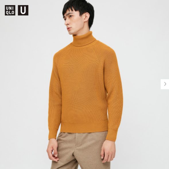 2020秋冬リブタートルネックセーターのモデル２