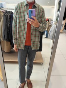 2020JWアンダーソンファインクロスシャツ1のグリーンM前