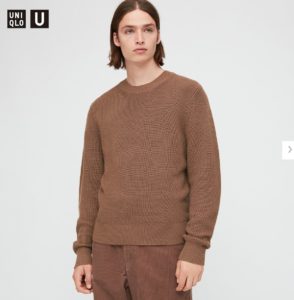 2020秋冬リブクルーネックセーターのモデル２