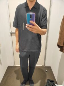 2021年春夏ユニクロUファインゲージポロシャツのブラックL前