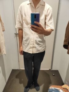 2021年春夏ユニクロUオープンカラーシャツのナチュラルS前