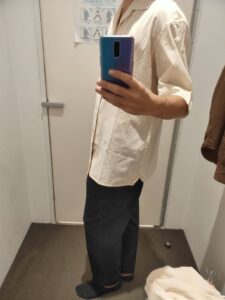 2021年春夏ユニクロUオープンカラーシャツのナチュラルL横