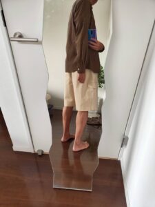 2021ssワイドフィットカーゴハーフパンツのベージュスタイル3